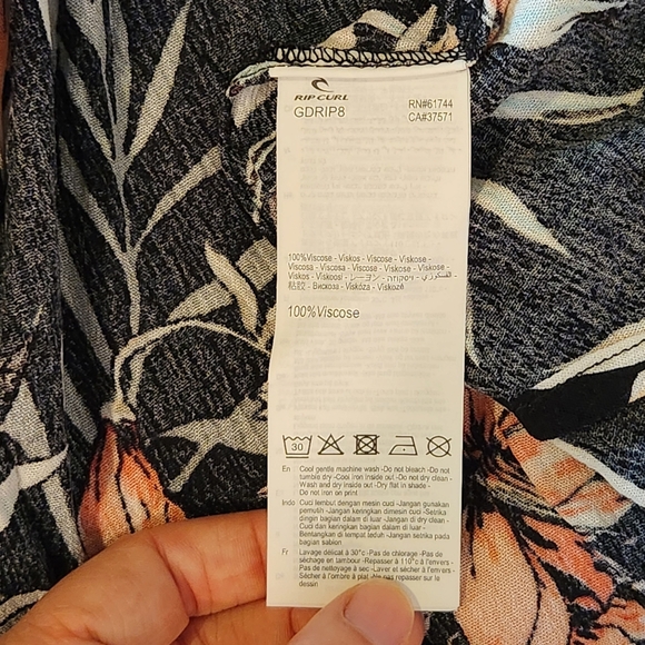Rip Curl Flowy Mini Dress - Tropical Floral Black - Picture 7 of 7